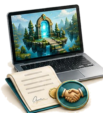 Laptop with a game location and a contract