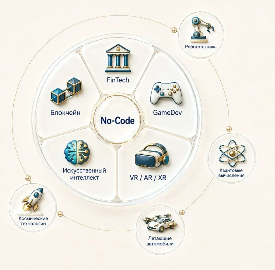 Ядро платформы: no-code, FinTech, GameDev, VR/AR/XR, искусственный интеллект, блокчейн